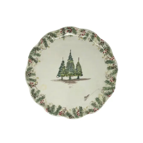 ARTE ITALICA: Natale Signed Ruffled Cake/Canape/Bread & Butter Plate
