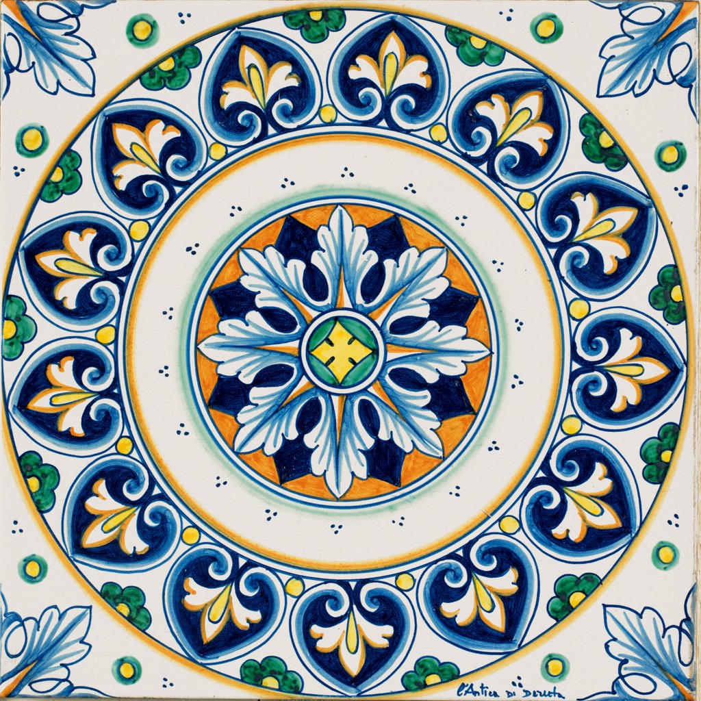 ANTICA DERUTA: Large Hand Painted Ceramic Authentic Deruta Tile - artisticaitalian.com
