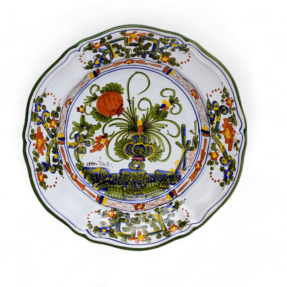 FAENZA-CARNATION: Pasta/Soup Scalloped Rimmed Bowl Plate