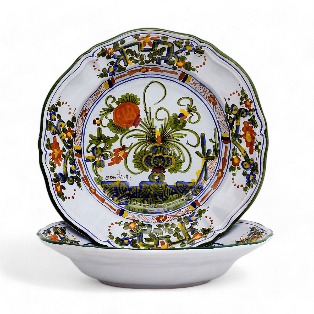 FAENZA-CARNATION: Pasta/Soup Scalloped Rimmed Bowl Plate