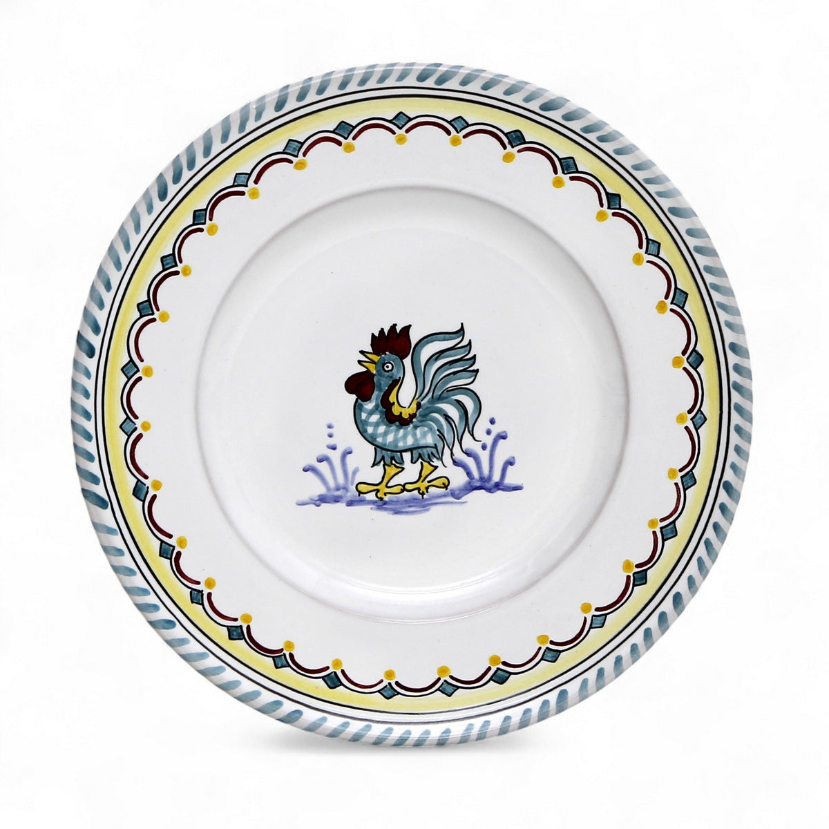 ORVIETO GREEN ROOSTER SIMPLE: Pasta/Soup Rimmed Bowl Plate