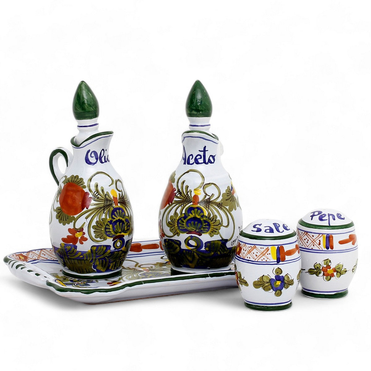 FAENZA-CARNATION: Oil and Vinegar Salt and Pepper menage [R]