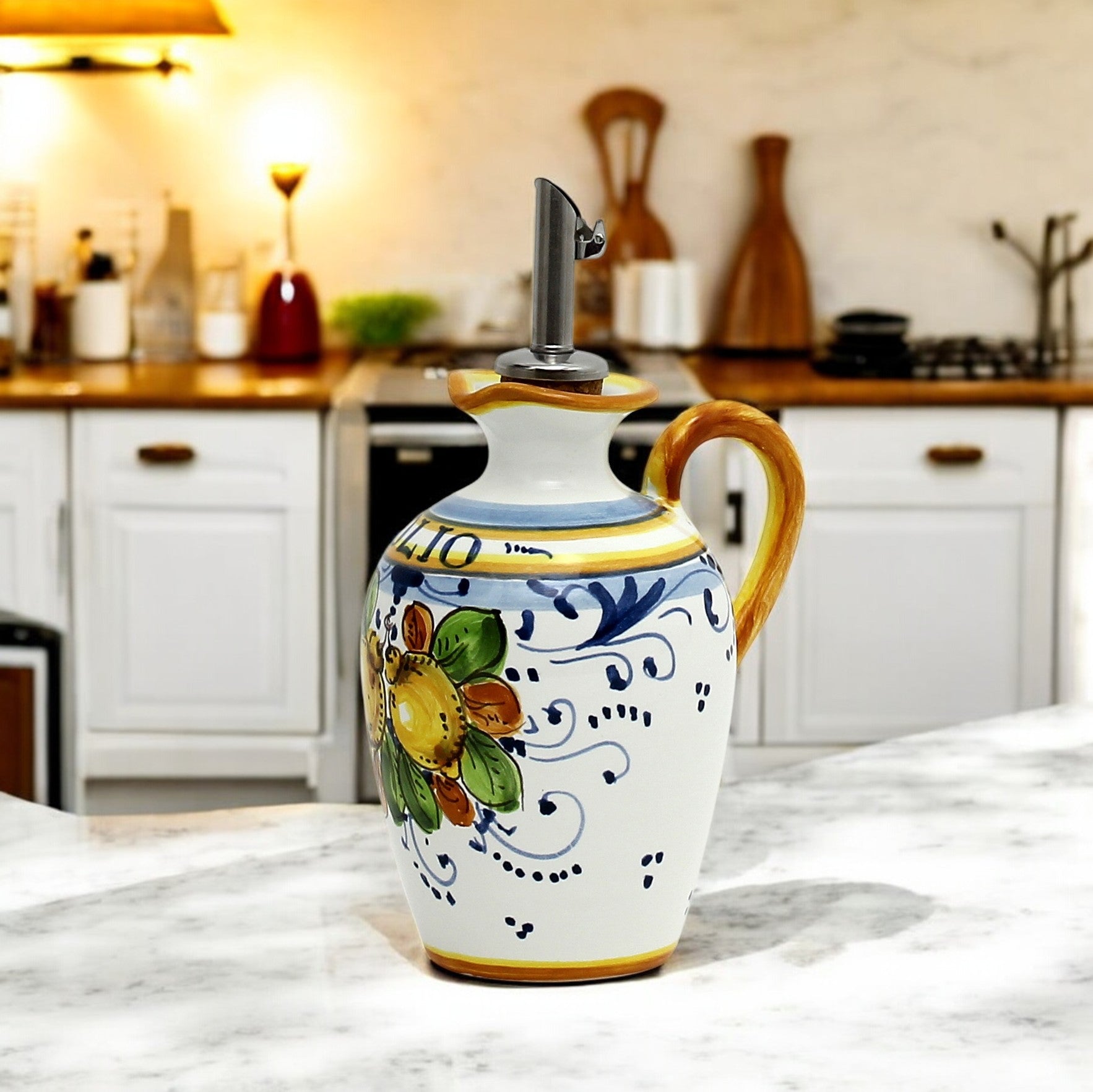LIMONCINI: Small Olive Oil Bottle Dispenser with handle - artisticaitalian.com