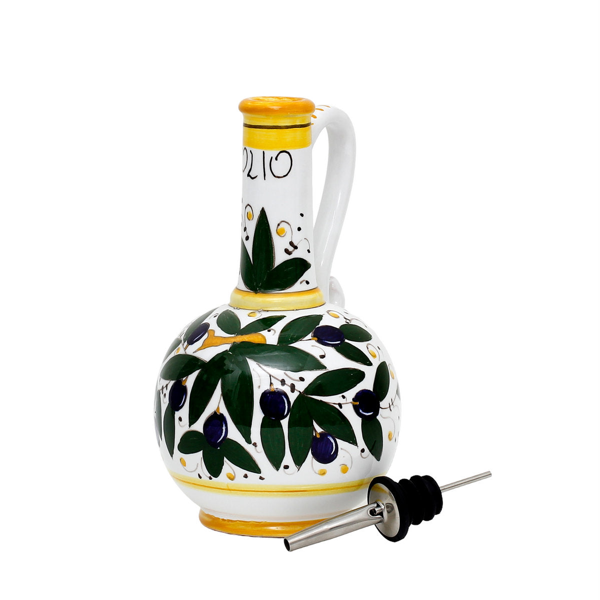 GIFT BOX: With authentic Deruta hand painted ceramic - OLIVA: OLIVE OIL BOTTLE DISPENSER DERUTA
