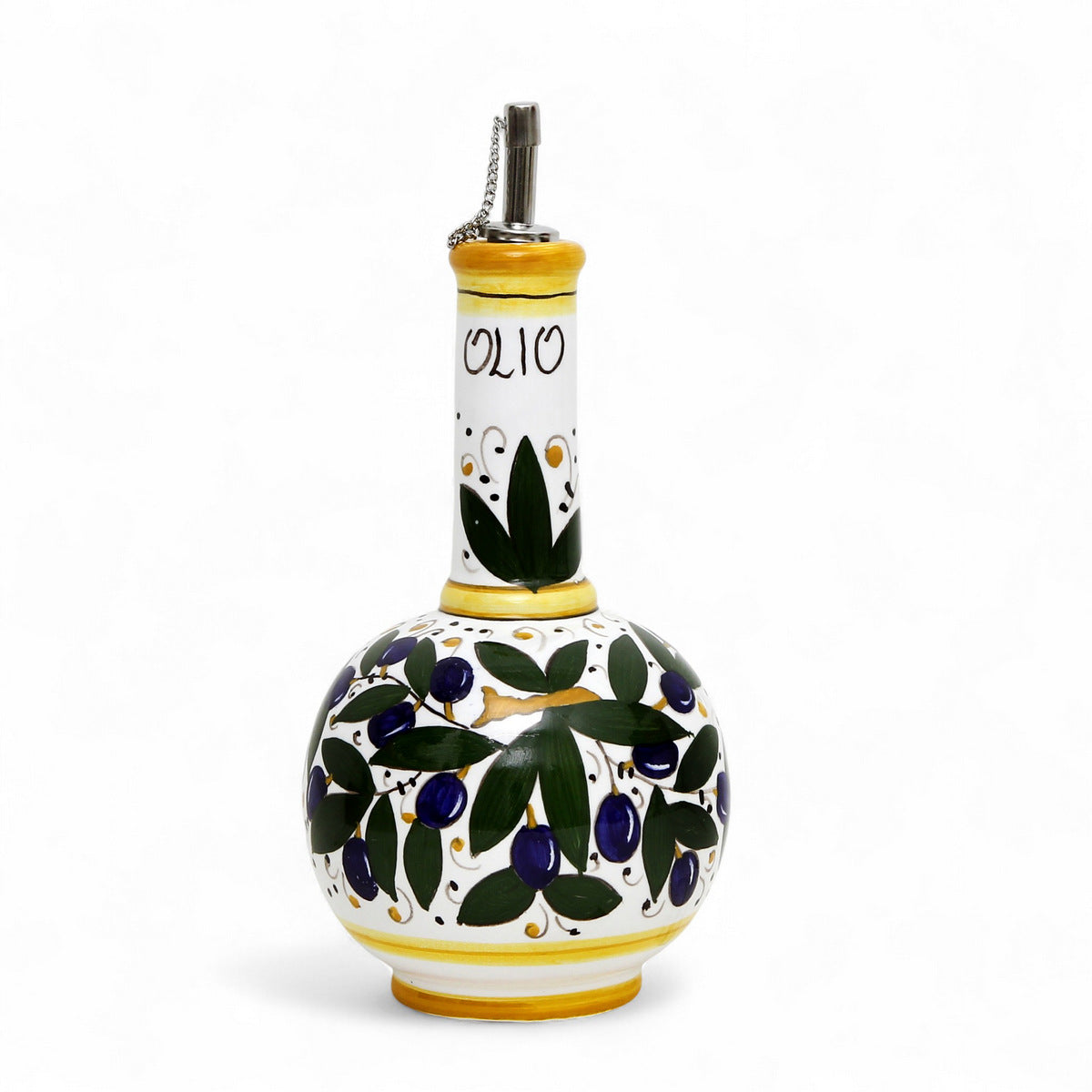 GIFT BOX: With authentic Deruta hand painted ceramic - OLIVA: OLIVE OIL BOTTLE DISPENSER DERUTA