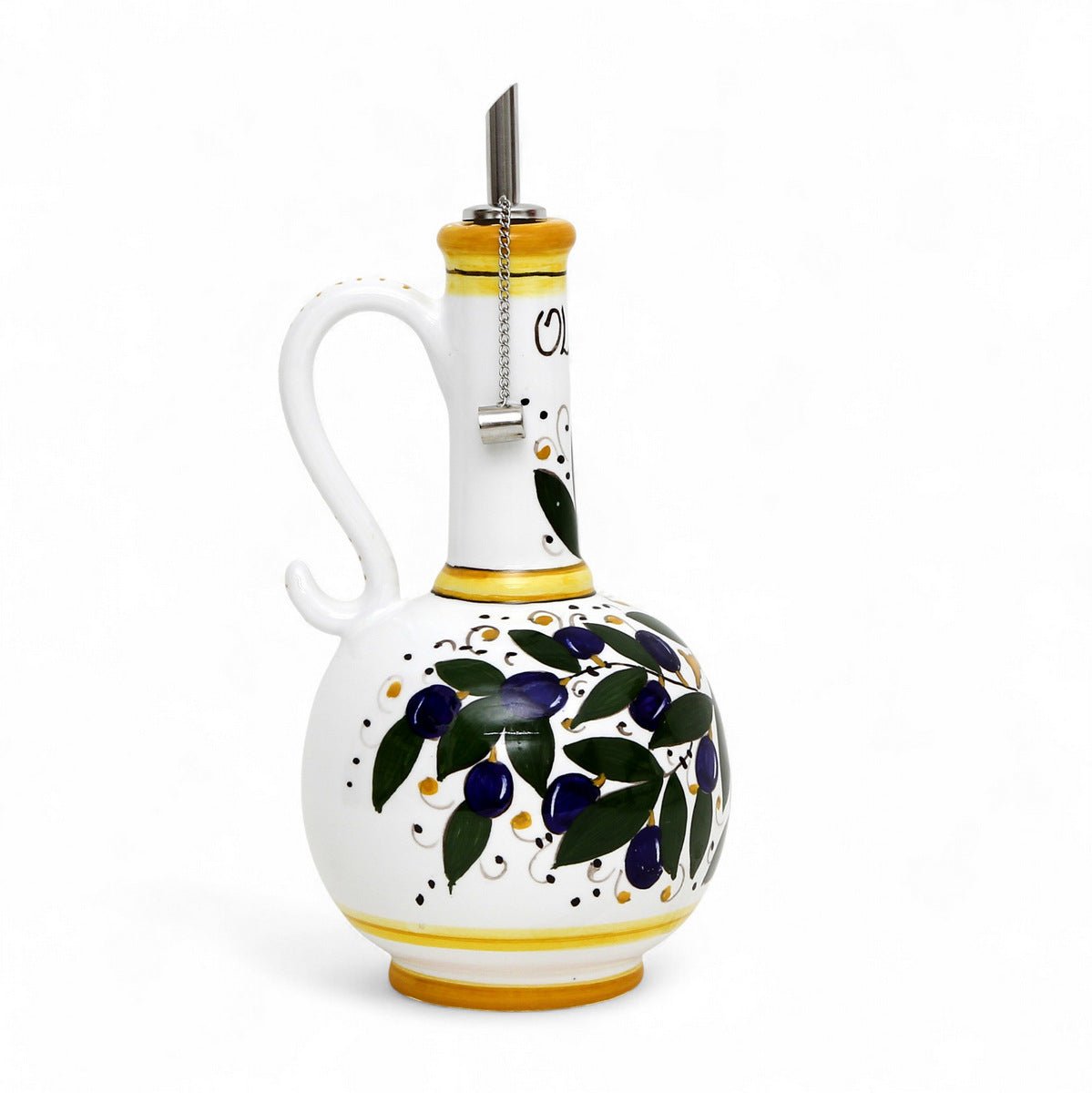 GIFT BOX: With Deruta Olive Oil Dispenser + Saucer/Dipping Bowl + EVOO bottle - OLIVE design