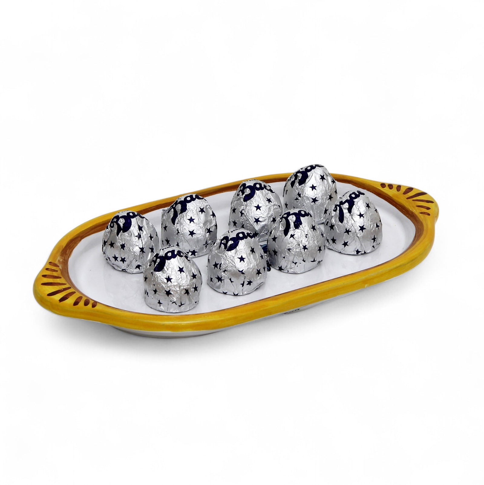 LOVE.ly: Deruta Oblong multi purpose small tray with 8 Baci Perugina - RICCO DERUTA design