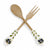 UTENSIL SET: OLIVE Design - Hard Wood with Hand Painted Ceramic Handle (Pair Set)