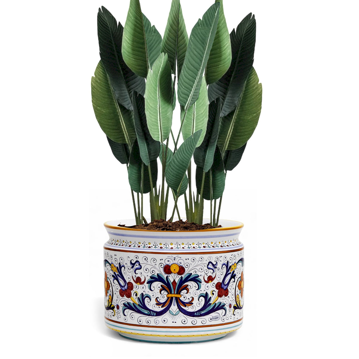 RICCO DERUTA DELUXE: Cylindrical Cover Pot Ricco Deruta Design - Cachepot Planter (Large)