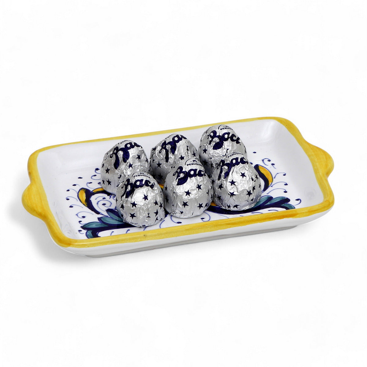 LOVE.ly Deruta Small Tray with 6 Baci Perugina - RICCO DERUTA design