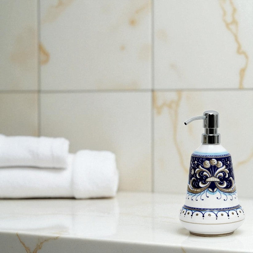 RICCO DERUTA BLUE: Liquid Soap/Lotion Dispenser with Chrome Pump (Medium 20 OZ)