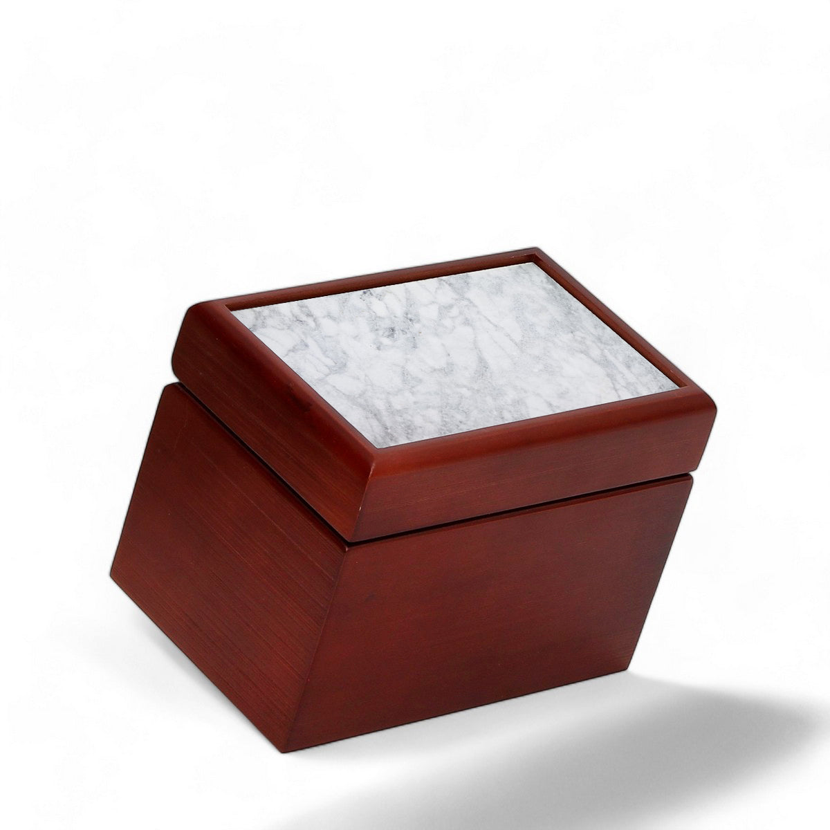 WOOD BOX: Lined Tea Bags Wood Box with printed tile lid - Opera &quot;Gray Carrara Marble&quot;