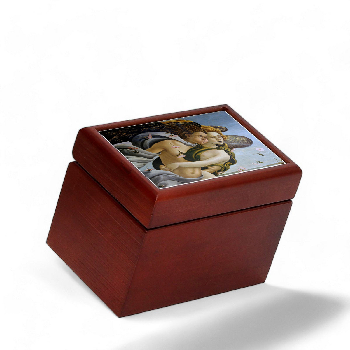 WOOD BOX: Lined Tea Bags Wood Box with printed tile lid - Opera &quot;Venere Botticelli&quot; (Detail2)