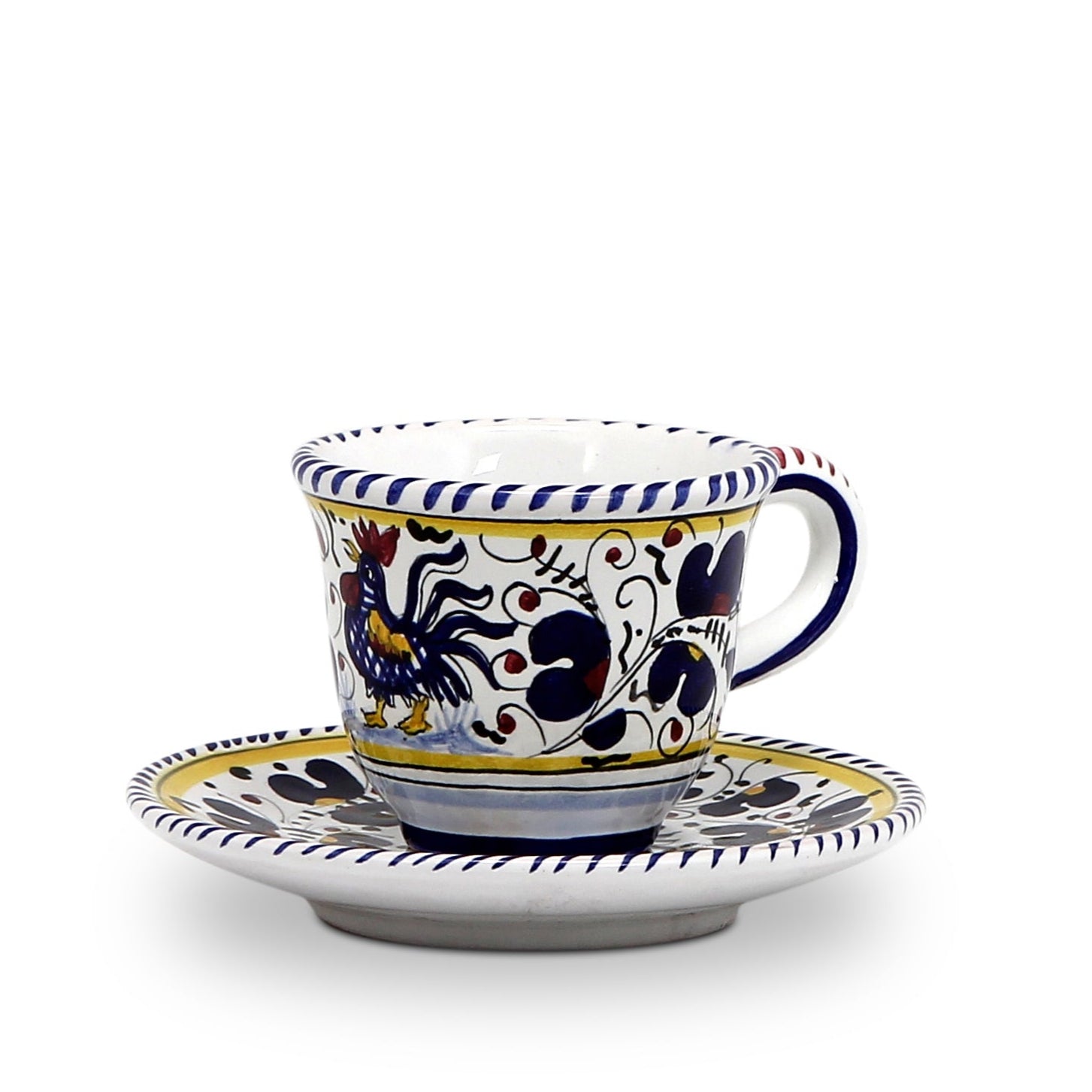 ORVIETO BLUE ROOSTER: Espresso cup and Saucer - artisticaitalian.com