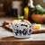 ORVIETO BLUE ROOSTER: Covered Parmesan Cheese Bowl with Spoon - artisticaitalian.com