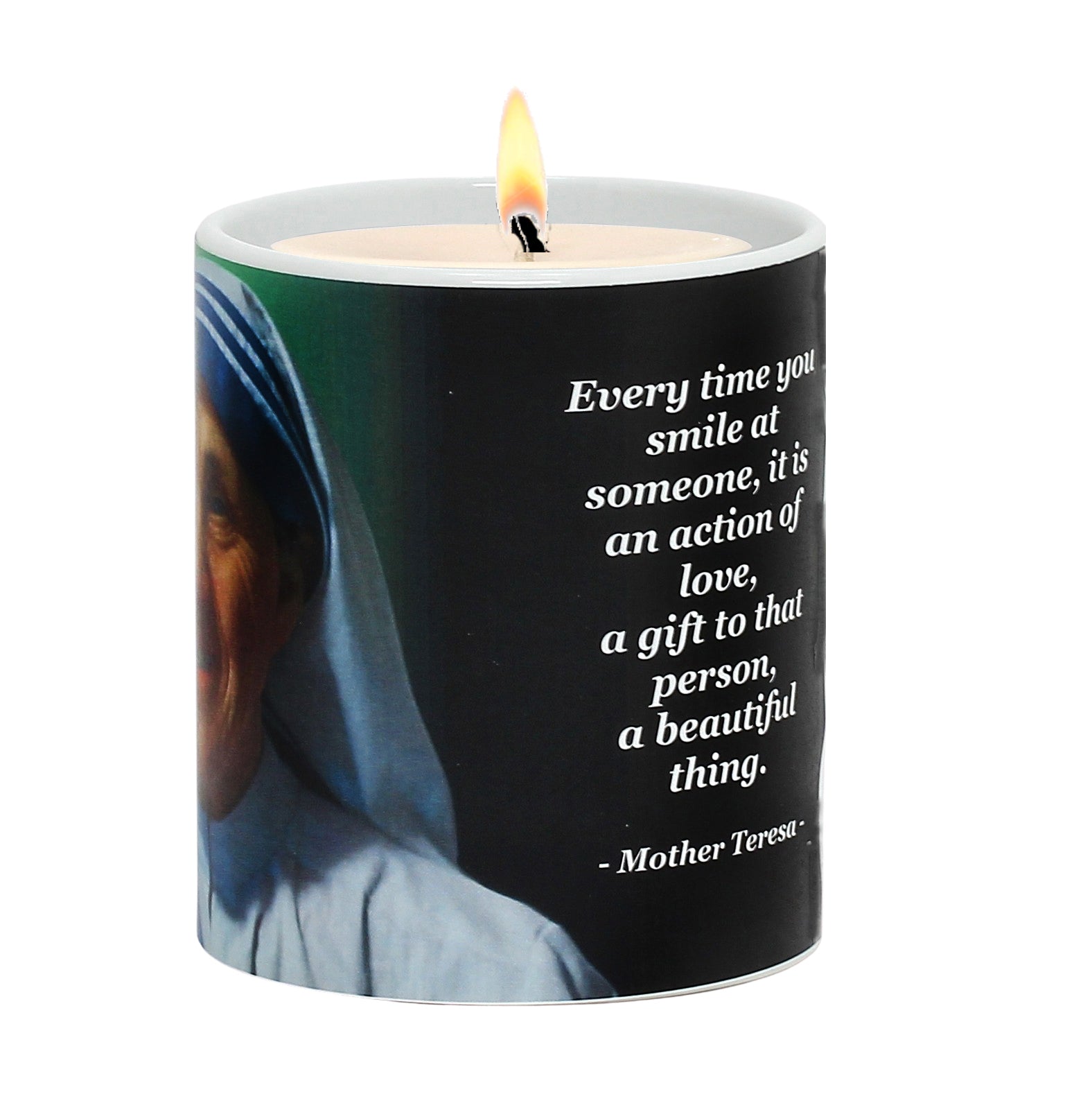 SUBLIMART: Prayer Candle - Porcelain Soy Wax Candle - Mother Theresa of Calcutta