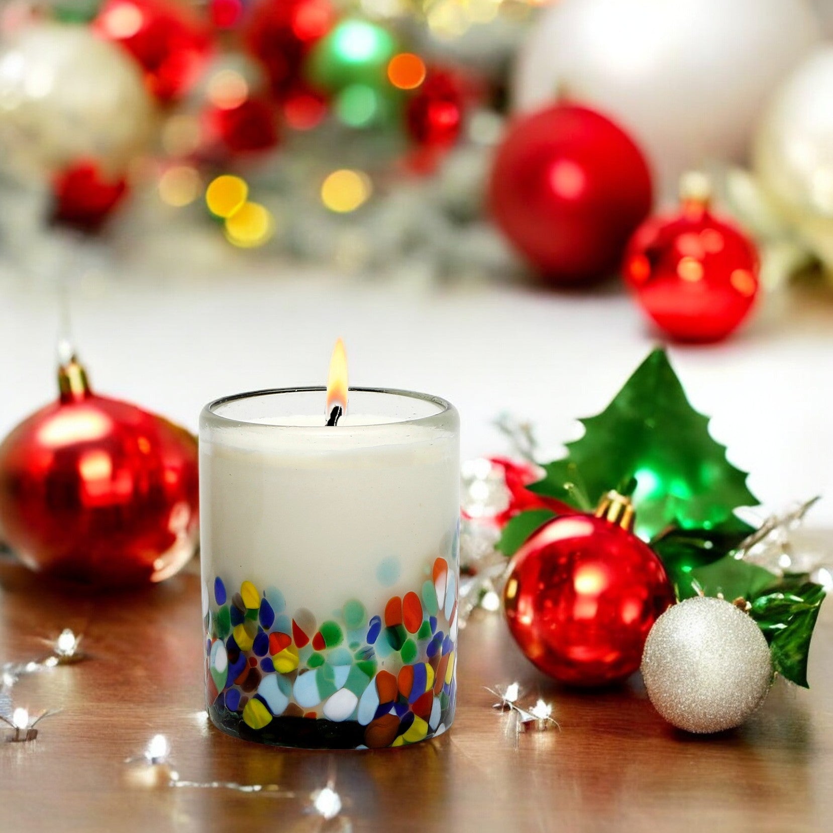 MURANO CANDLE: Murano Murrina Style Glass Tumbler (10 Oz.)
