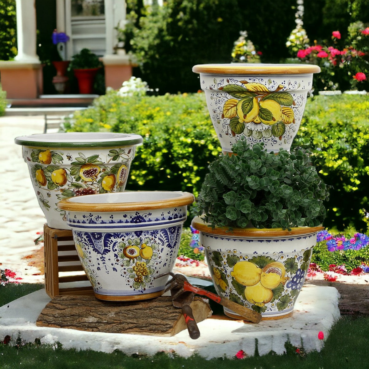 TOSCANA PLANTER: Medium Round Tuscan Limoniera planter/vase 'Conca' - Strong Terracotta indoor/outdoor freeze resistant - TUSCANIA Design