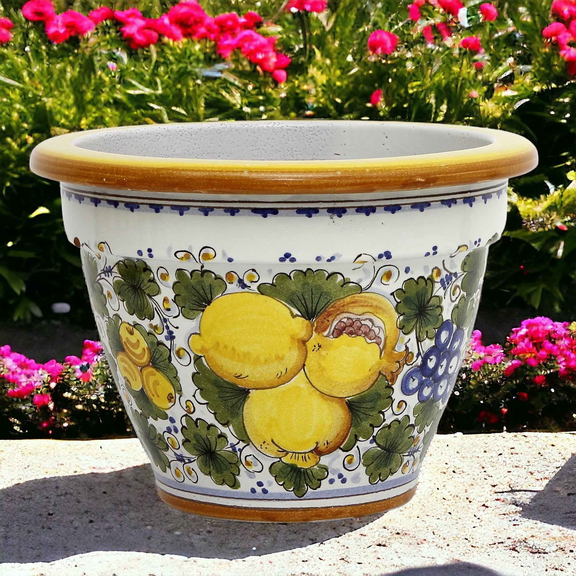TOSCANA PLANTER: Round Tuscan planter/vase 'Campana' - Strong Terracotta indoor/outdoor freeze resistant - TUSCANIA Design