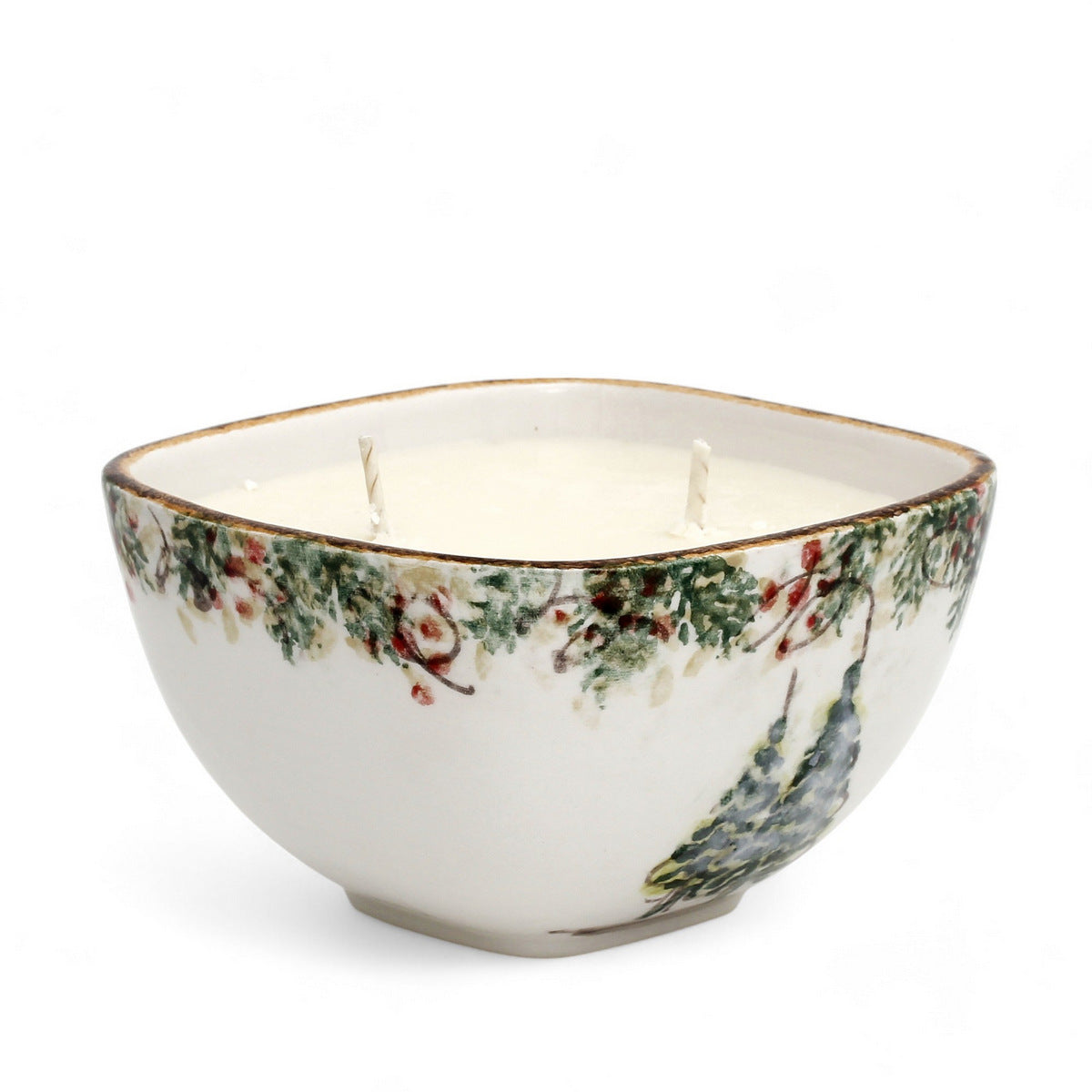 ARTE ITALICA: Natale Square Bowl Two Wicks Candle (16 Oz)