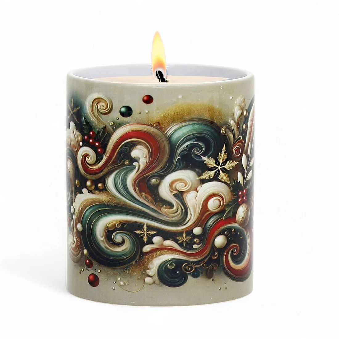 SUBLIMART: Christmas Boxed Bundle - 2 Mugs (Red+Green) + 1 Candle – Fluid Wave Design by RC Designs