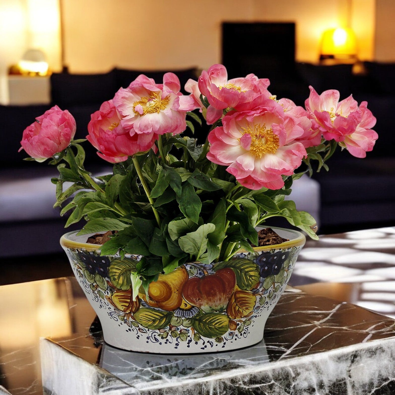TOSCANA PLANTER: Medium Round Tuscan Lown Bowl Planter 'Ciotolone' - Strong Terracotta indoor/outdoor freeze resistant - FRUTTA Design