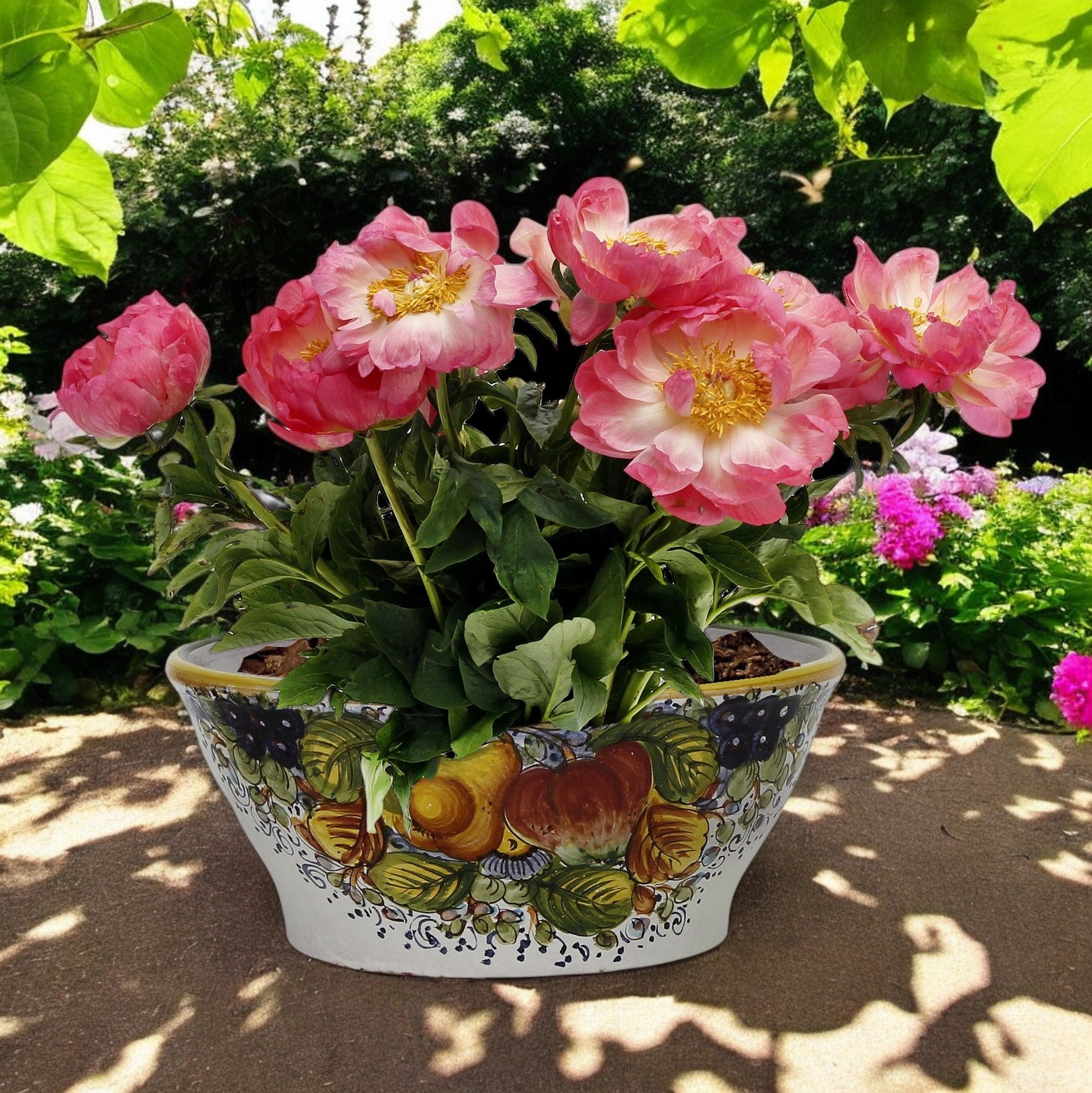 TOSCANA PLANTER: Medium Round Tuscan Lown Bowl Planter 'Ciotolone' - Strong Terracotta indoor/outdoor freeze resistant - FRUTTA Design
