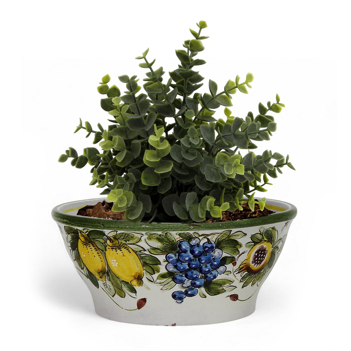 TOSCANA PLANTER CIOTOLA: Medium Round Tuscan Lown Bowl Planter 'Ciotolone' - Strong Terracotta indoor/outdoor freeze resistant - LIMONI FONDO MIELE Design