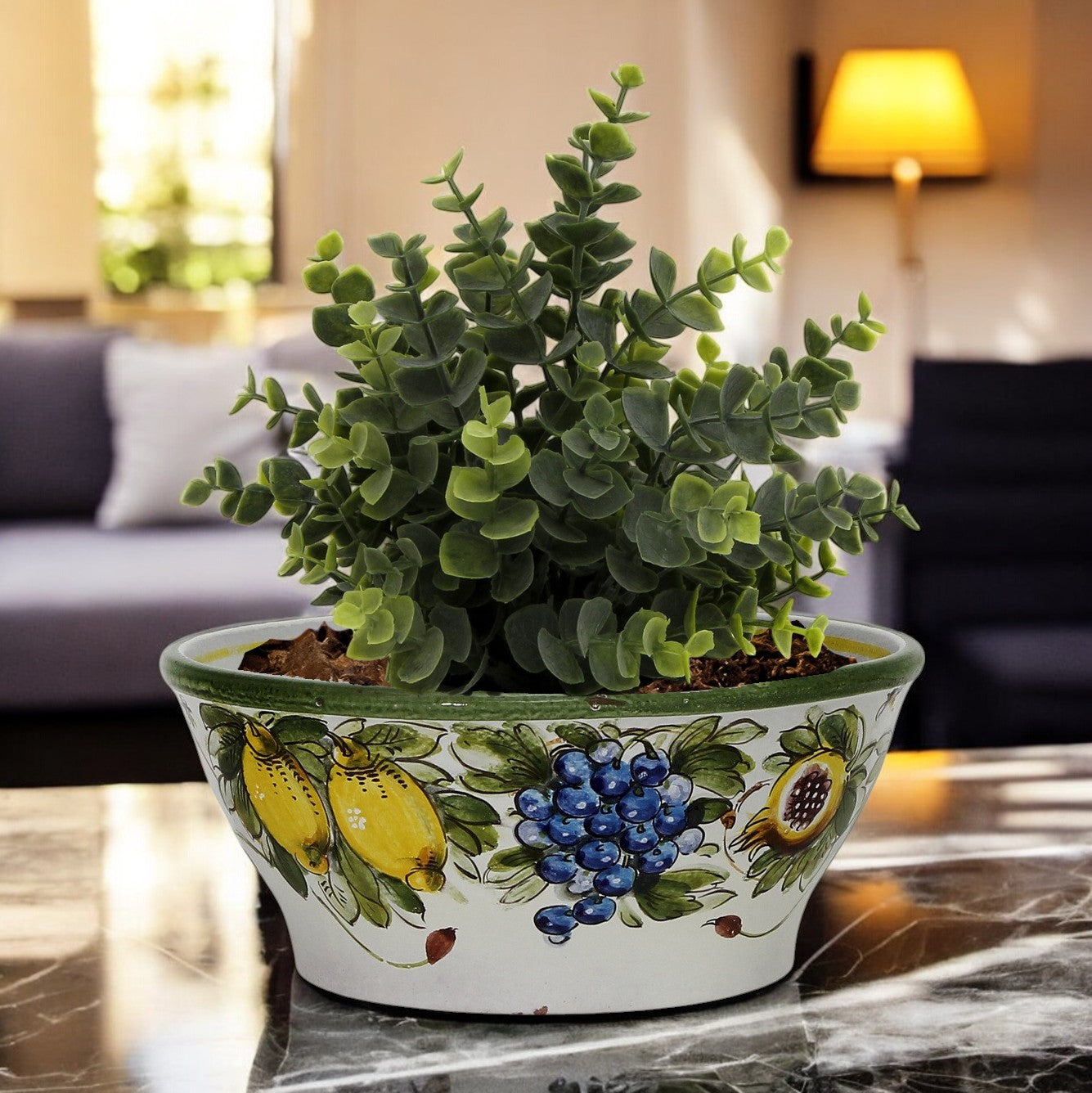 TOSCANA PLANTER CIOTOLA: Large Round Tuscan Lown Bowl Planter 'Ciotolone' - Strong Terracotta indoor/outdoor freeze resistant - LIMONI FONDO MIELE Design