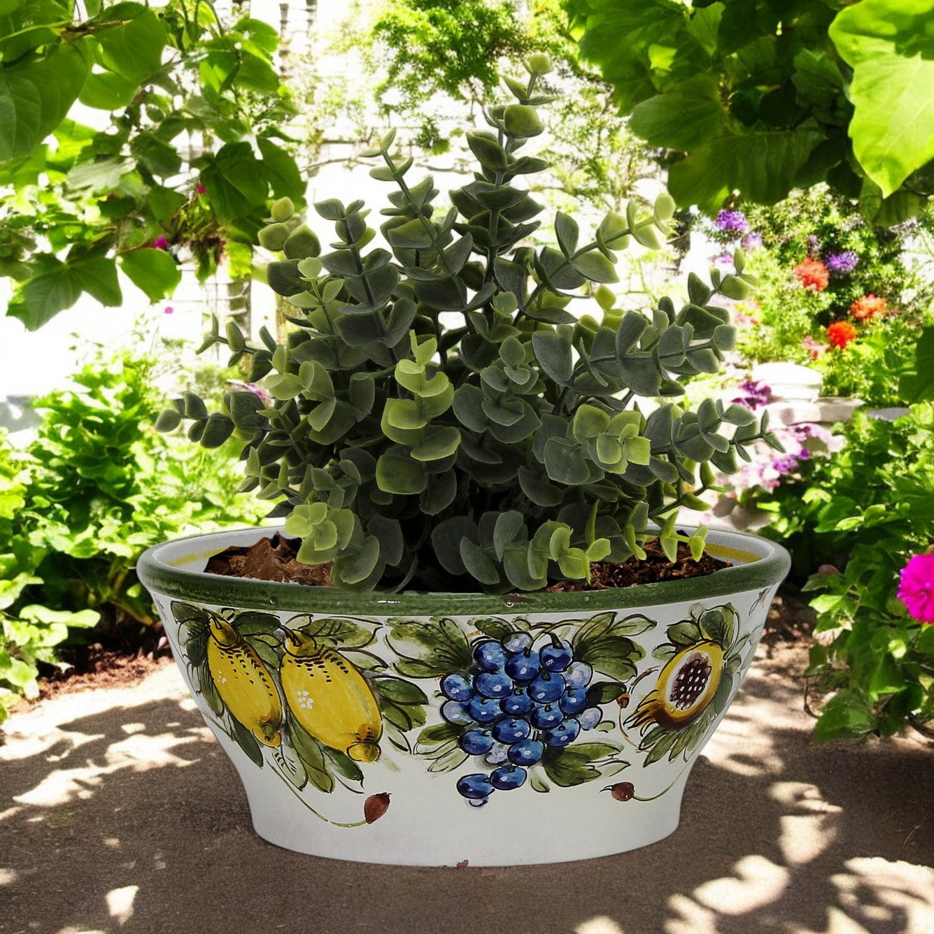 TOSCANA PLANTER: Medium Round Tuscan Lown Bowl Planter 'Ciotolone' - Strong Terracotta indoor/outdoor freeze resistant - LIMONI FONDO MIELE Design