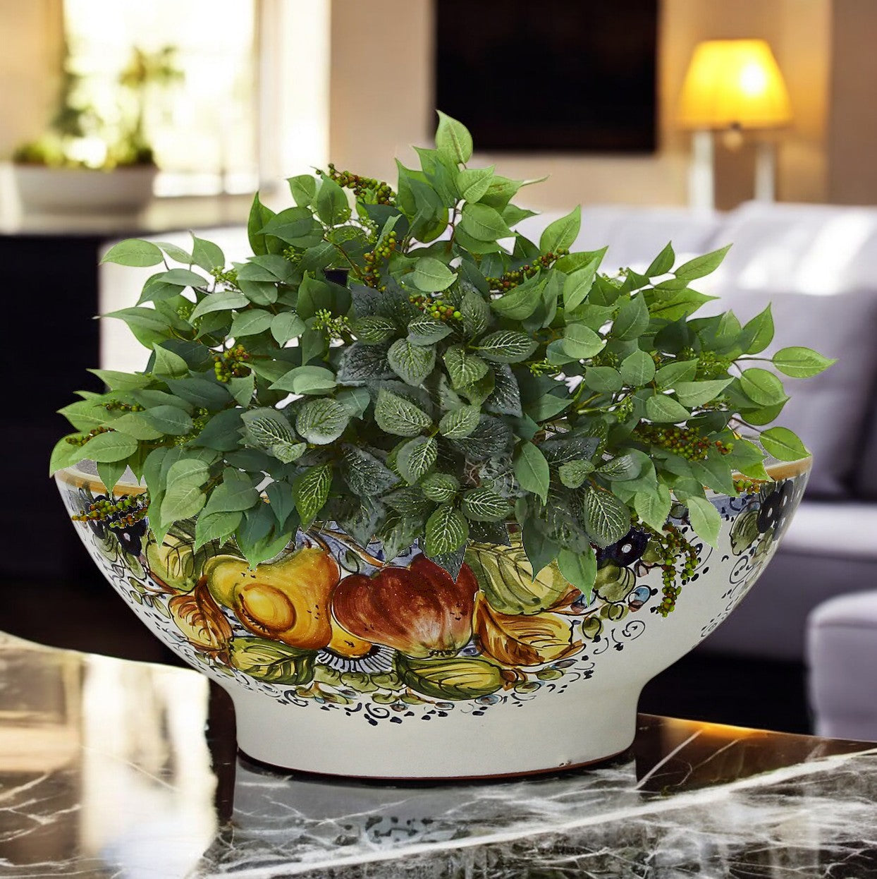 TOSCANA PLANTER: Large Round Tuscan Lown Bowl Planter 'Ciotolone' - Strong Terracotta indoor/outdoor freeze resistant - FRUTTA Design