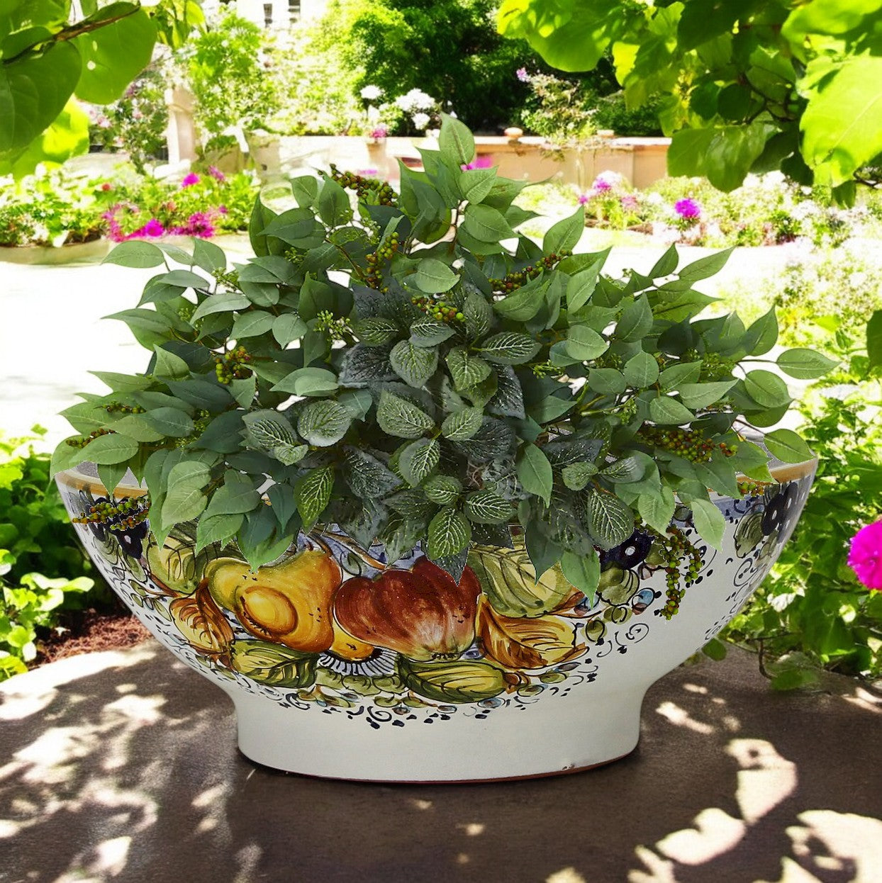 TOSCANA PLANTER: Large Round Tuscan Lown Bowl Planter 'Ciotolone' - Strong Terracotta indoor/outdoor freeze resistant - FRUTTA Design