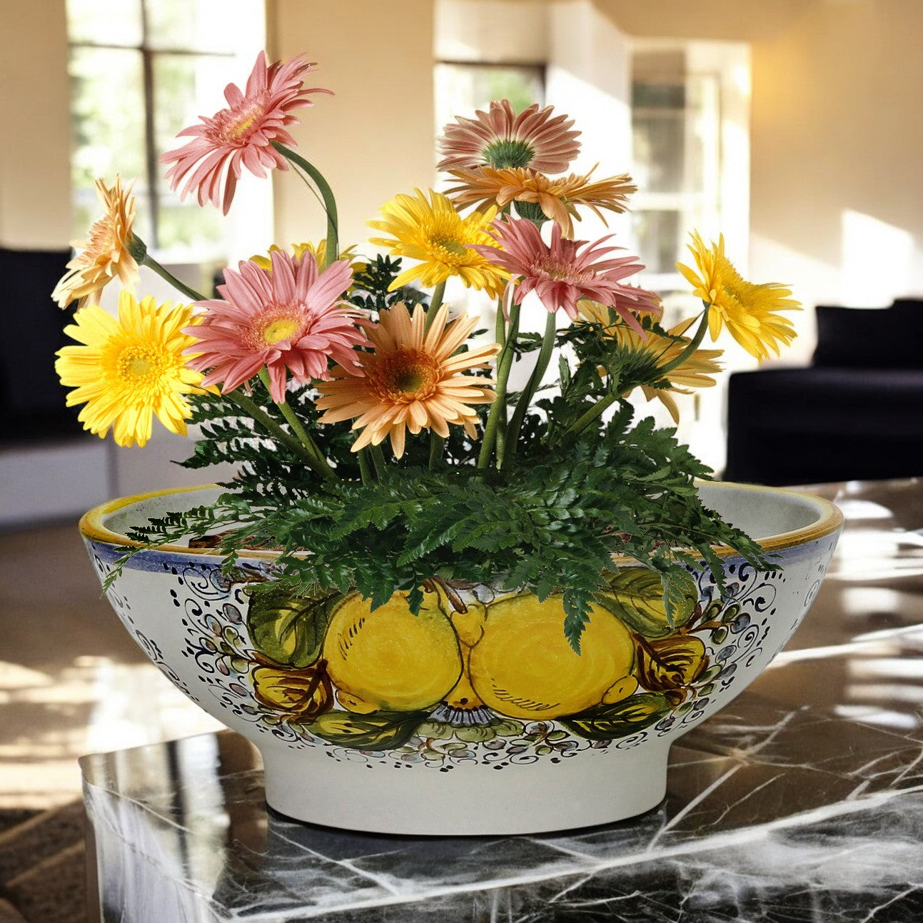 TOSCANA PLANTER: Large Round Tuscan Lown Bowl Planter 'Ciotolone' - Strong Terracotta indoor/outdoor freeze resistant - POSITANO Design