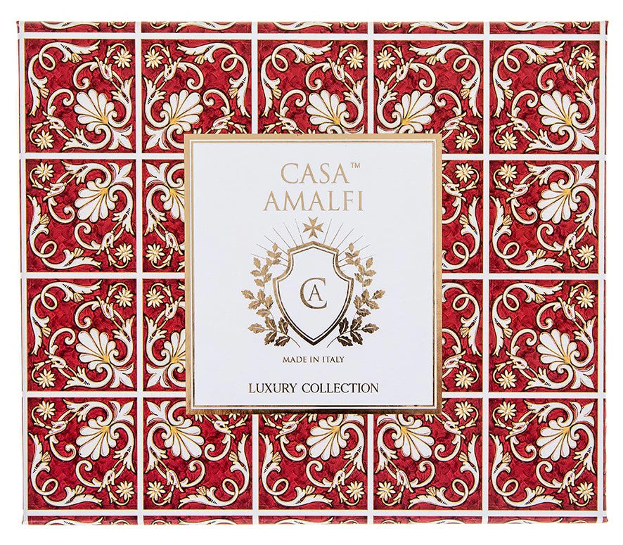 CASA AMALFI SOAPS: Scented Soap Bar with ceramic soap dish - Sunday in Napoli Maiolica Gift Box