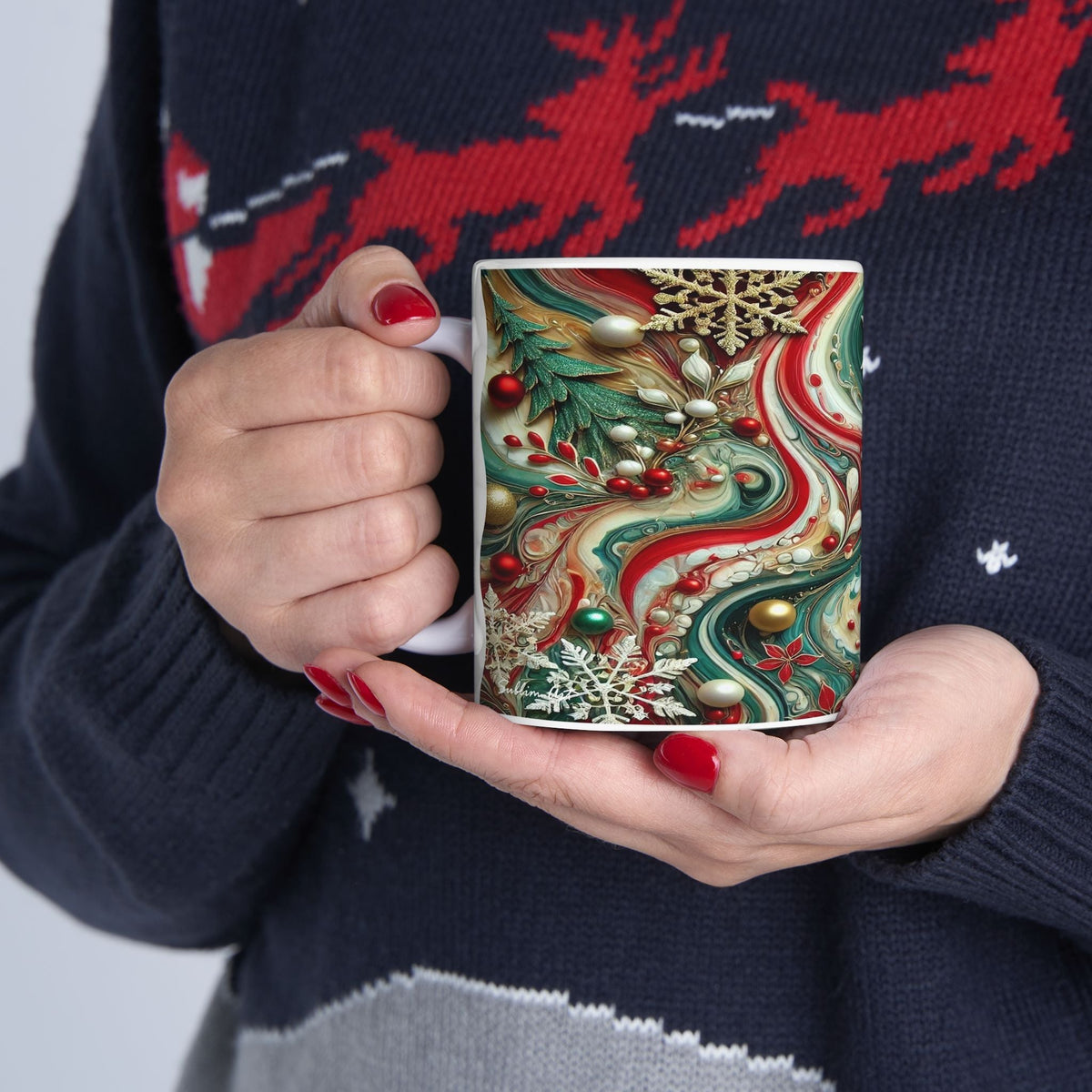 SUBLIMART: Christmas Ceramic Mug – Fluid Wave Design by RC Designs (Pattern #03)