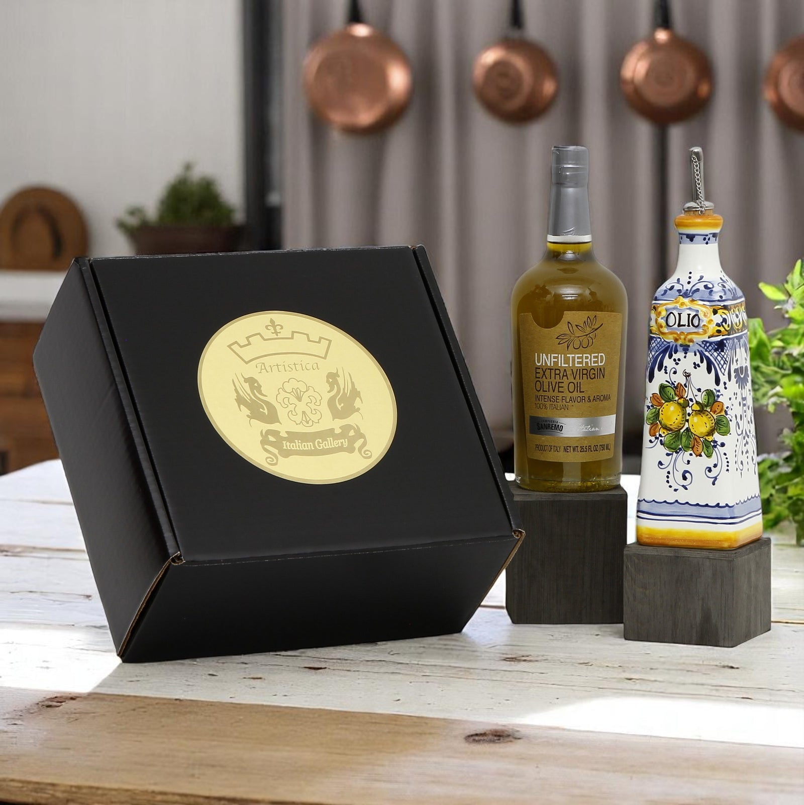 GIFT BOX: With Tuscan Olive Oil Dispenser + EVOO bottle - Limoncini design