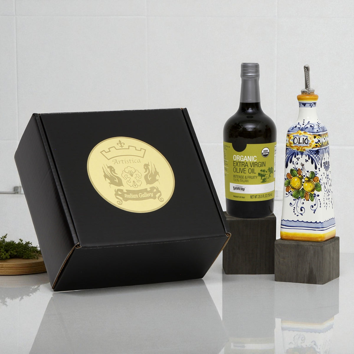 GIFT BOX: With Tuscan Olive Oil Dispenser + EVOO bottle - Limoncini design