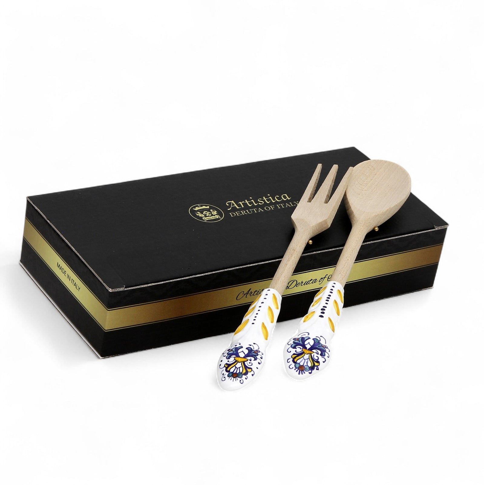 GIFT BOX: Deruta Ceramic and Hard Wood Serving Utensils Set - Ricco Deruta Design