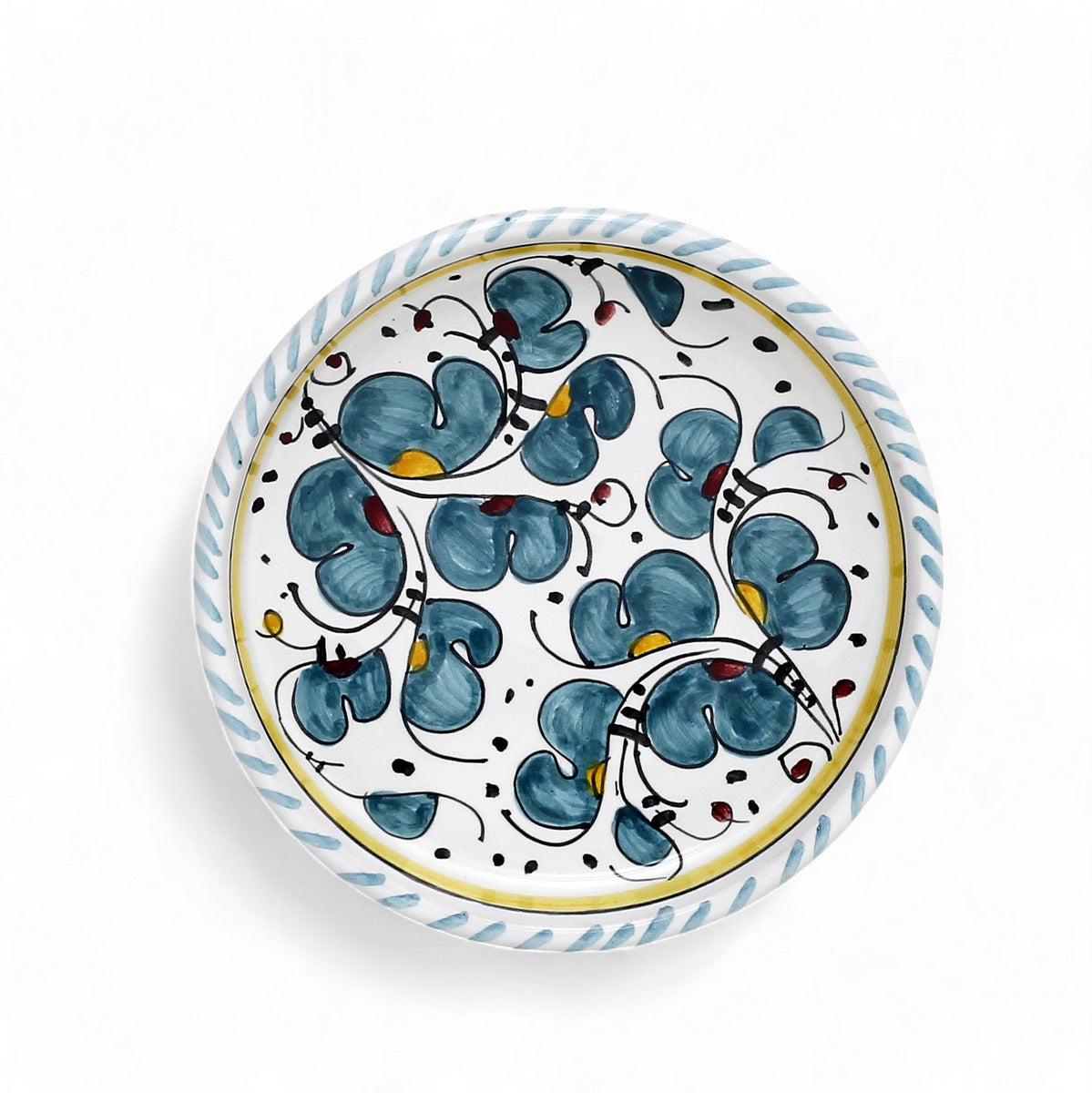ORVIETO GREEN ROOSTER: Deruta Wine Coaster/Dipping Bowl