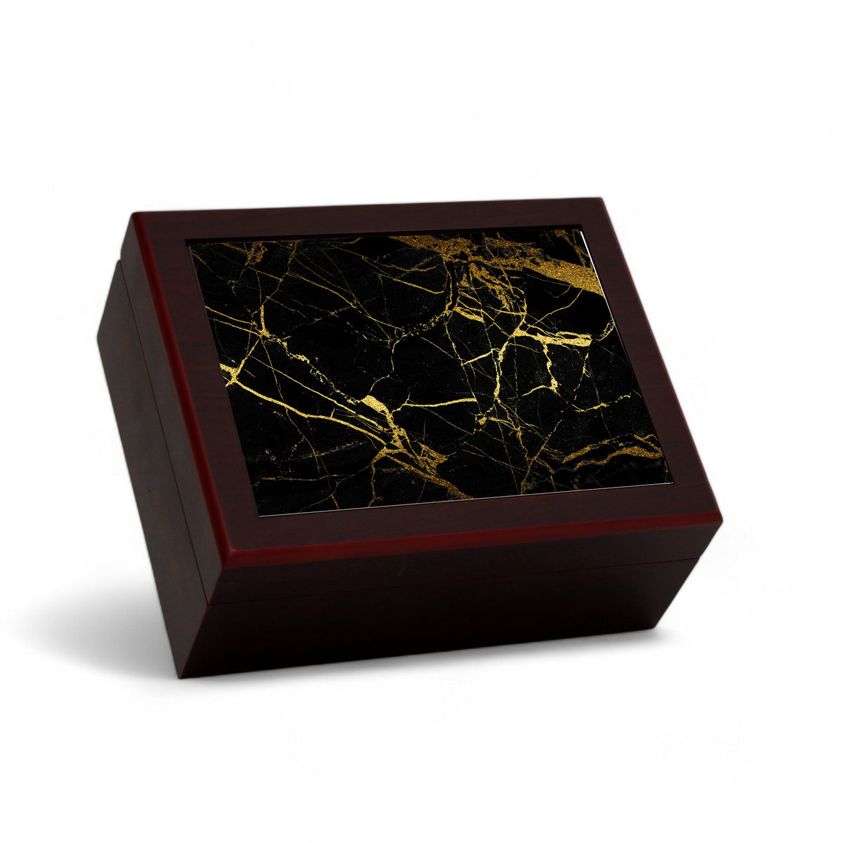 CIGAR HUMIDOR BOX: Luxury Mahogany Satin Finish fully lined in Cedar Wood - Black Carrara Marble