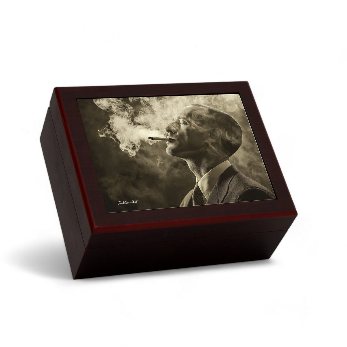 CIGAR HUMIDOR BOX: Luxury Mahogany Satin Finish fully lined in Cedar Wood - Smoking Pleasure