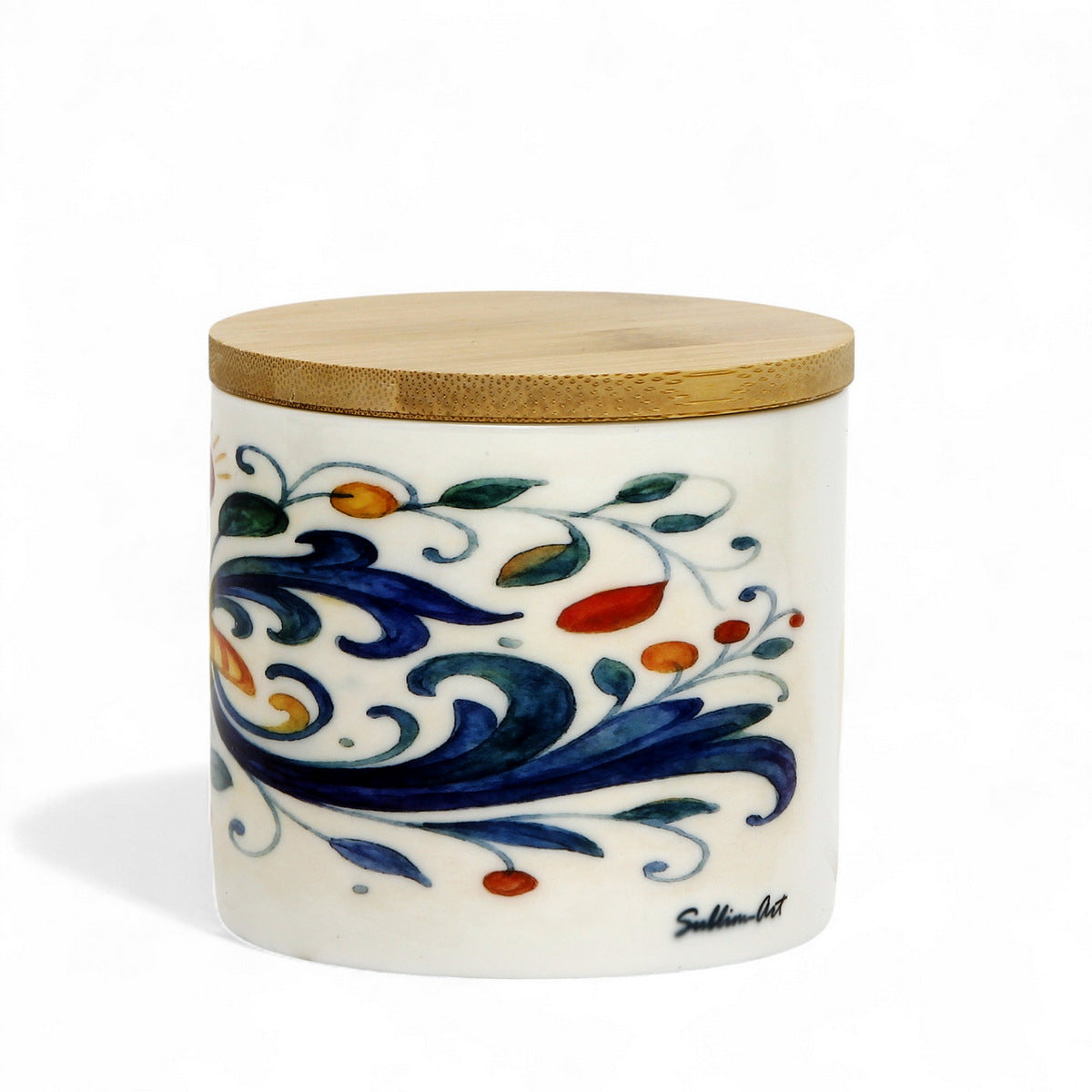RICCO ITALIA DERUTA: Porcelain storage short jar with sealing bamboo lid Ricco Italia Deruta - Mario Bruno Design
