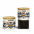 RICCO ITALIA DERUTA: Porcelain storage short jar with sealing bamboo lid Ricco Italia Deruta SUGAR or ZUCCHERO script- Mario Bruno Design