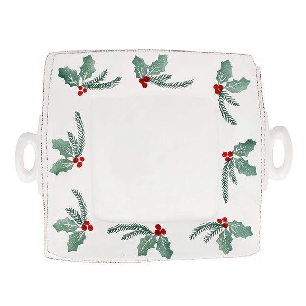 VIETRI: Lastra Evergreen Handled Square Platter Tray [R]
