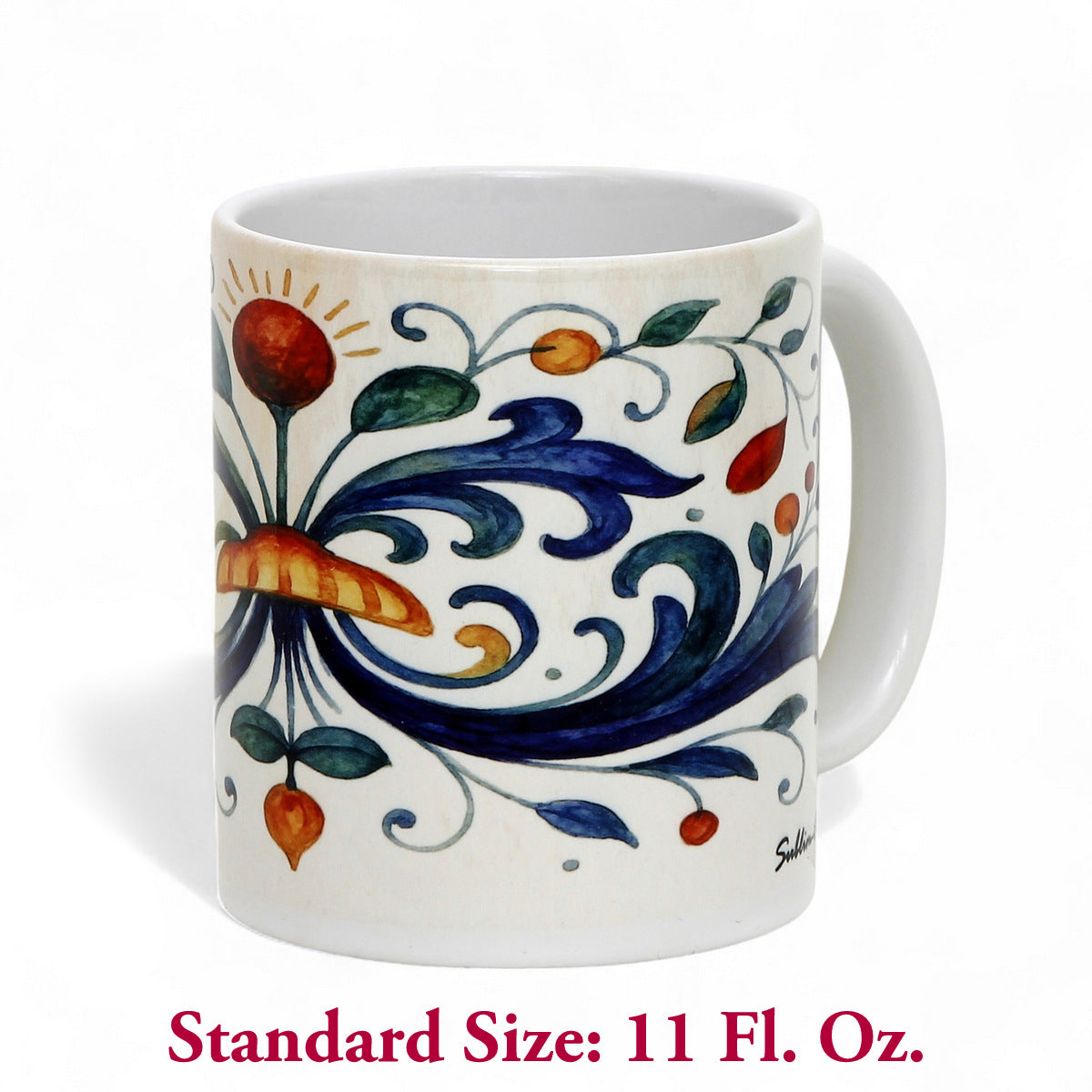 RICCO ITALIA DERUTA: Porcelain mug featuring Ricco Italia Deruta design by Mario Bruno. (11 Oz or 20 Oz)