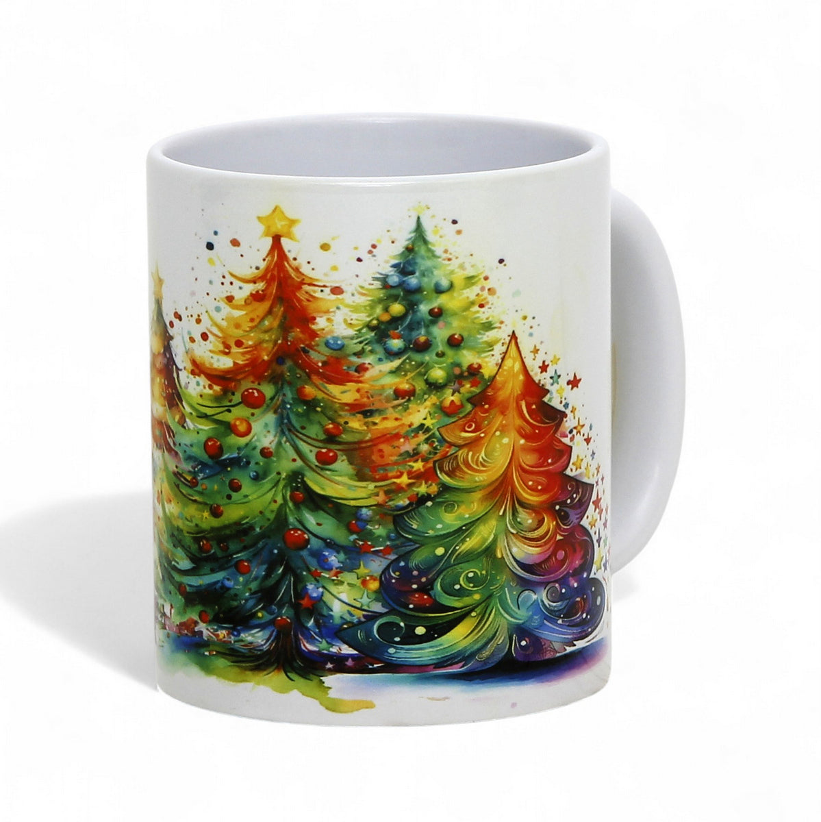 SUBLIMART: Designer Christmas Ceramic Deluxe Mug - Red, Green and White Handles (11 Oz.)