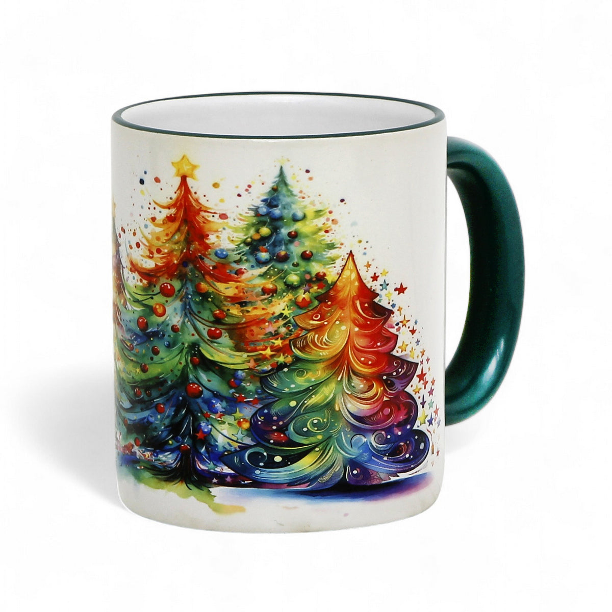 SUBLIMART:  Designer Christmas Ceramic Deluxe Bundle - 2 Mugs (Red+Green) + 1 Candle