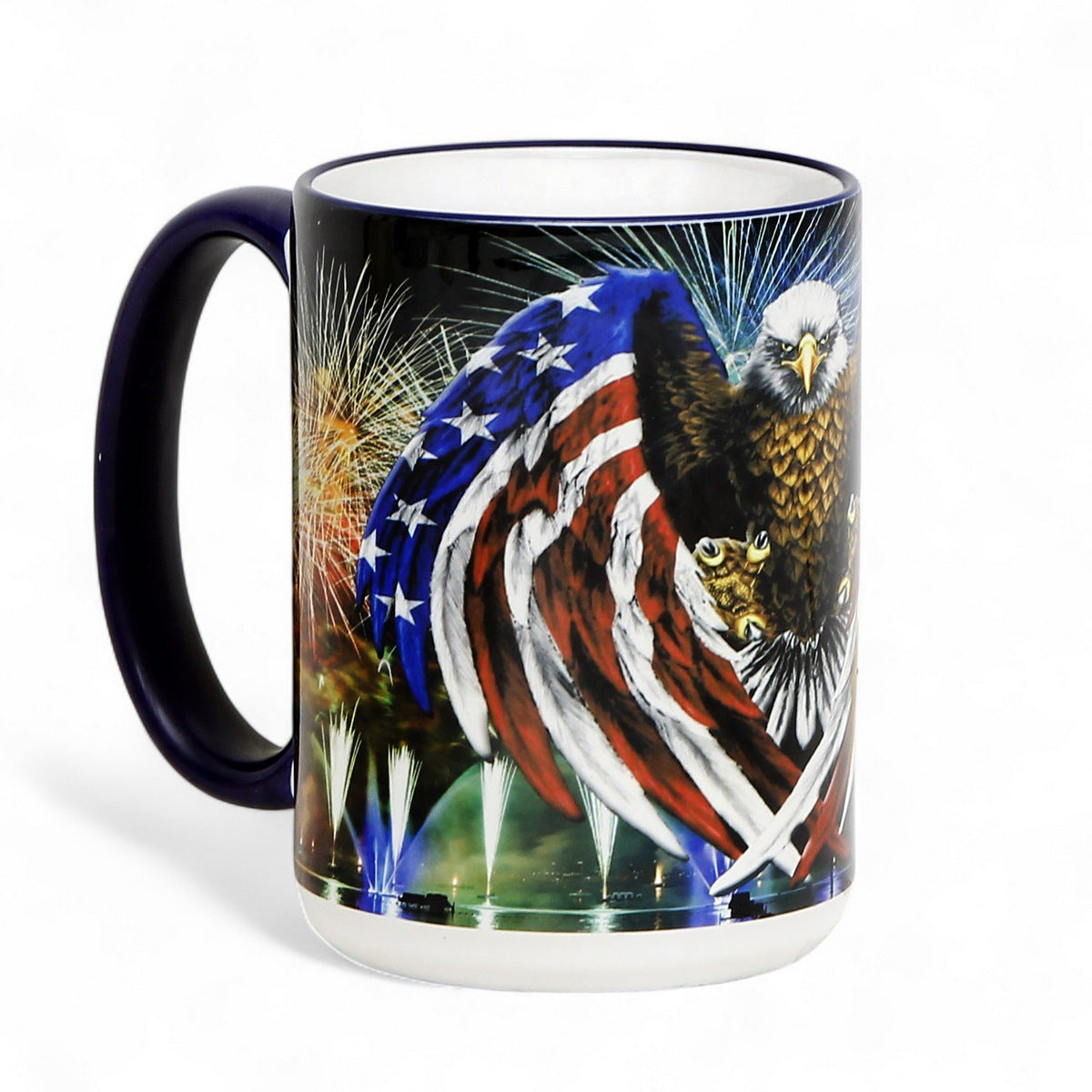 SUBLIMART: Patriotic Mug '4th of July Mug - Eagle & Fireworks' (15 Oz. Tall Mug) - FREE with any order over $44.00!