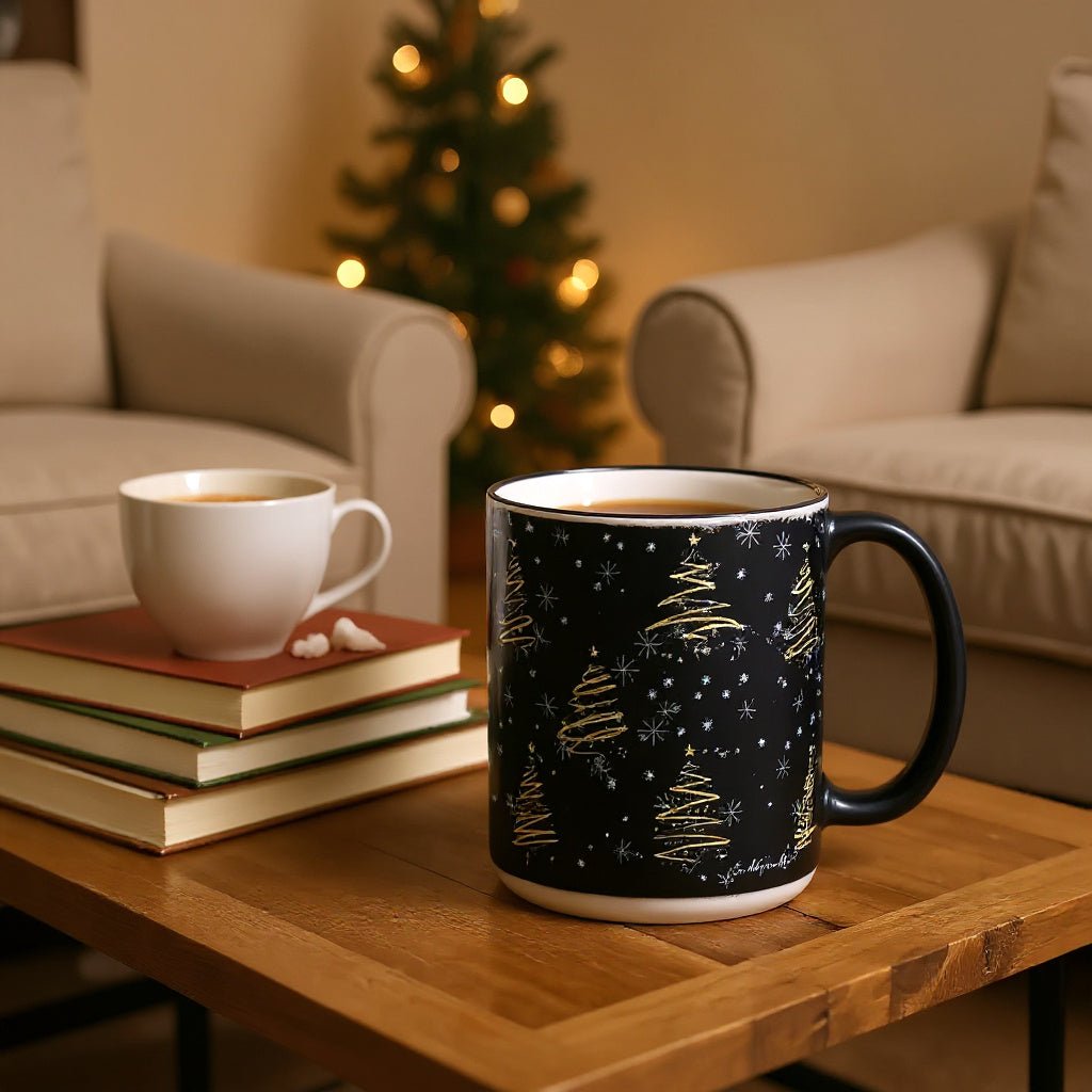 SUBLIMART: Golden Christmas tree 15 Oz Porcelain Mug