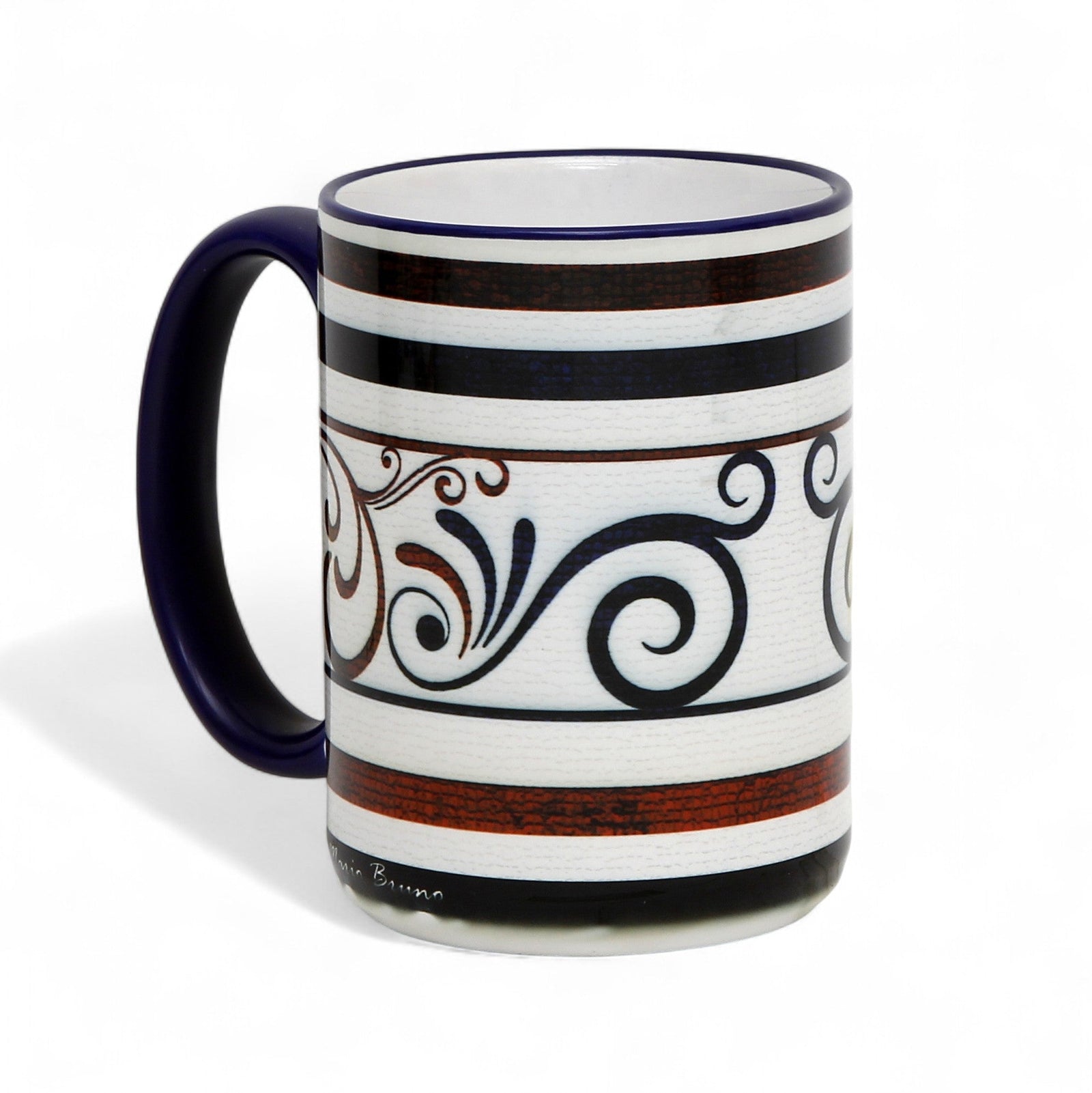 SUBLIMART: The Scroll & Stripe 15 Oz Coffee Mug by Mario Bruno Design